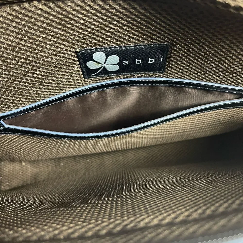 Abbi New York Laptop/Briefcase Carrier Black leather inside padded fabric.